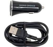 Автомобильное зарядное устройство More Choice 2USB, 2.4 A, для Type-C AC22a Black