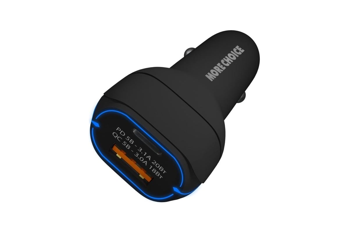 Автомобильное зарядное устройство More Choice Smart 2USB 3.0A PD 20W+QC3.0 быстрая  зарядка AC32QC Black - выгодная цена, отзывы, характеристики, фото - купить  в Москве и РФ