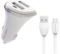 Автомобильное зарядное устройство More Choice 2USB 2.4A для Type-C AC22a White
