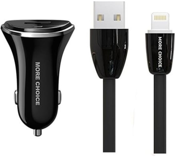 Автомобильное зарядное устройство More Choice 2USB 2.4A для Lightning 8-pin AC22i Black