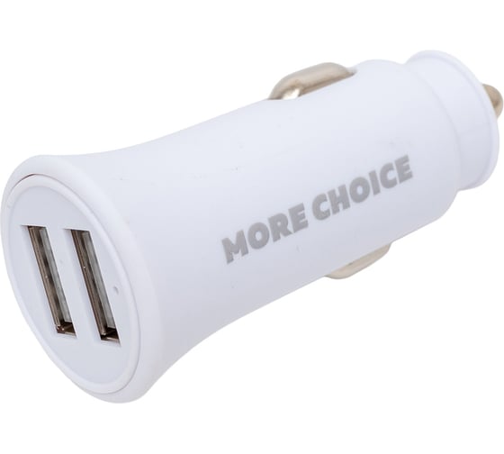 Автомобильное зарядное устройство More Choice 2USB 2.4A для Type-C AC23a White