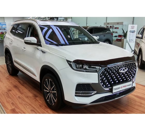 Дефлектор капота Chery Tiggo 8 Pro, 2021-, темный Sim NLD.SCRTIG8P2112