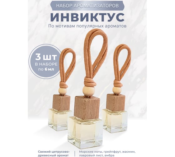 Ароматизатор в машину Avto Vins инвиктус набор подвесных флаконов, 3 шт 7032978