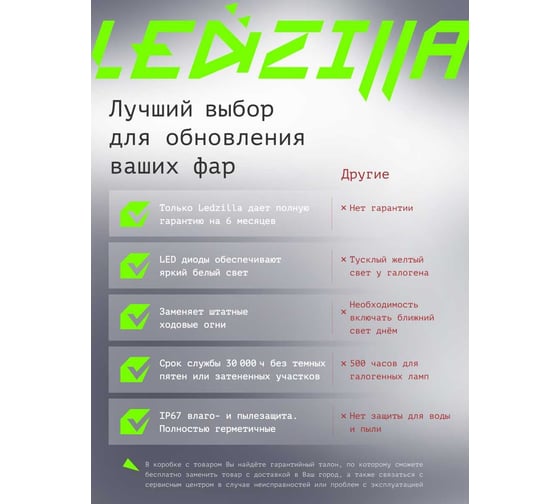 Противотуманная светодиодная автомобильная фара LEDZILLA 48Вт 12-24В ФСО вспышки Туманки ПТФ дальнего света, 1 шт G0001-MINIBS