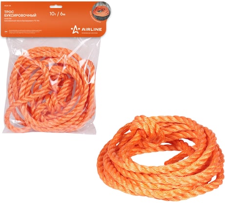 Буксировочный трос без крюков (канат, 10 т, 6 м) Airline ACA-04