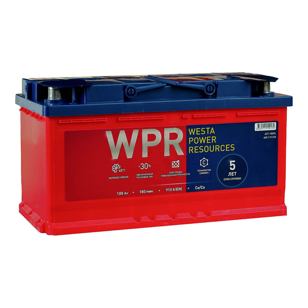 WPR battery 600119310 Аккумулятор 6ст-100vl 100ah 910a 353х175х190 Полярность 1