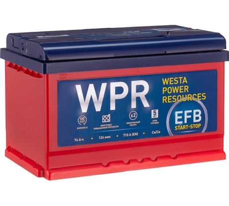 Аккумулятор WPR EFB 6ст 74 VLR 0 LB, 750 А EN, 574114311