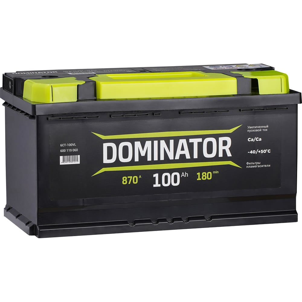 Аккумулятор DOMINATOR 6 СТ 100 Ач 1 L, 870 А ССА, 600119060 - выгодная  цена, отзывы, характеристики, фото - купить в Москве и РФ