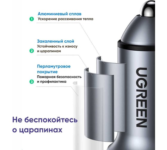 Автомобильное зарядное устройство Ugreen USB-A + USB-C 42.5Вт 60980