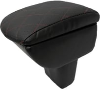 Автоподлокотник PSV для Ford Focus III 2011 без ступеньки РОМБ отстрочка красная черная перфорированная экокожа 135522