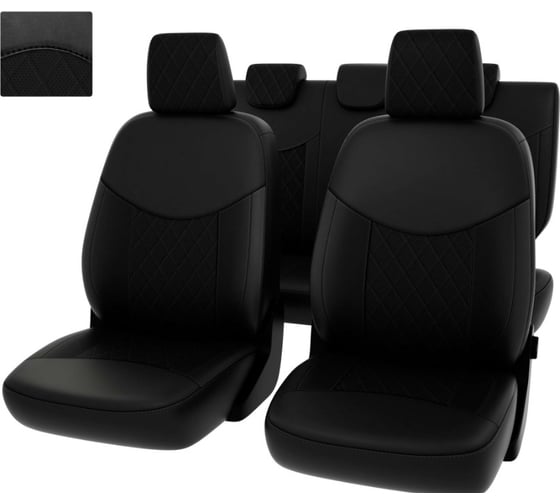 Чехлы PSV Оригинал для Kia Ceed I 2006-2012 г РОМБ, отстрочка черная, черная экокожа/черная алькантара 135264 1