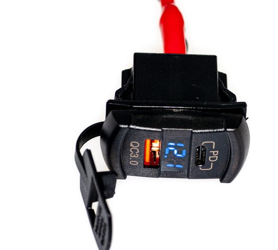 Разъем Usb в авто Pro Legend врезные, 12-24 В + вольтметр, прямоугольный, QC3.0 PL9375