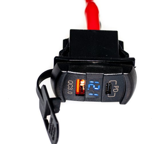 Разъем Usb в авто Pro Legend врезные, 12-24 В + вольтметр, прямоугольный, QC3.0 PL9375