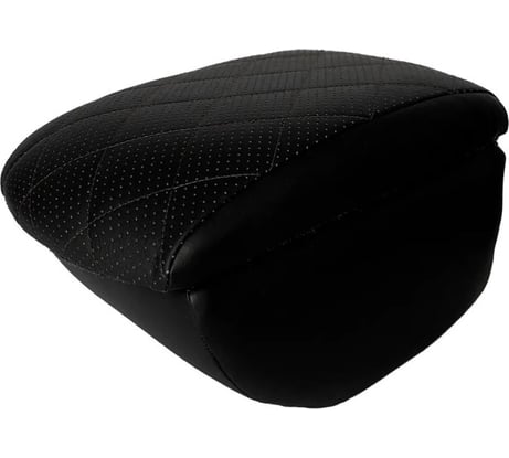 Автоподлокотник PSV для Nissan Almera G15; Renault Logan I/Sandero I/Kaptur; Lada Largus/Xray, РОМБ, отстрочка черная, черная перфорированная экокожа 135560