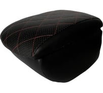Автоподлокотник PSV для Nissan Almera G15; Renault Logan I/Sandero I/Kaptur; Lada Largus/Xray, РОМБ, отстрочка красная, черная перфорированная экокожа 135561