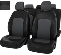 Чехлы PSV Оригинал для Hyundai Elantra VII CN7 2020 РОМБ, отстрочка серая, черно-серая экокожа 135020