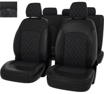 Чехлы PSV Оригинал для Hyundai Elantra VII CN7 2020 г., РОМБ, отстрочка серая, черная экокожа/серая алькантара 135022