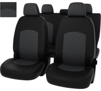 Чехлы PSV Оригинал для Renault Duster II 2020 г., дел., РОМБ, отстрочка серая, черно-серая экокожа 135050
