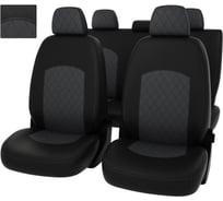 Чехлы PSV Оригинал для Skoda Octavia A8 2019 г., РОМБ, отстрочка серая, черно-серая экокожа 135201