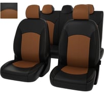 Чехлы PSV Оригинал для Hyundai Solaris II Kia Rio IV 2017 г., седан, Active, сплошная спинка, черно-св.-коричневая экокожа 135066