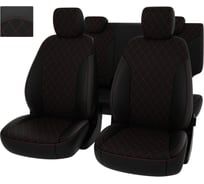 Чехлы PSV Оригинал для Hyundai Creta II 2021 г., РОМБ, отстрочка красная/черная экокожа 135211