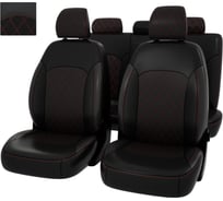 Чехлы PSV Оригинал для Kia Soul III 2019 г., РОМБ, отстрочка красная, черная экокожа 135223