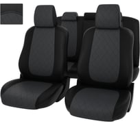 Чехлы PSV Оригинал для Mitsubishi Outlander III 2018 Рестайлинг 3 РОМБ, отстрочка серая, черно-серая экокожа 134800