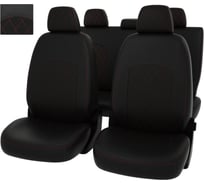 Чехлы PSV Оригинал для Skoda Octavia A8 2019 РОМБ, отстрочка красная, черная экокожа 135199