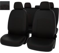 Чехлы PSV Оригинал для VW Polo VI 2020 РОМБ, отстрочка красная, черная экокожа 135028