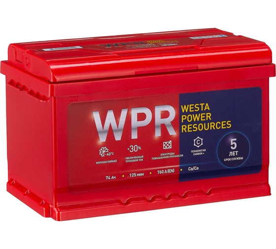 Аккумулятор WPR 6ст 74 VLR 0 LB, 760 А EN, 574114310