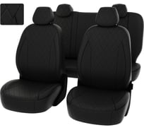 Чехлы PSV Статус для Kia Ceed II 2012-2018 г., РОМБ, отстрочка черная, черная перфорированная экокожа 135365