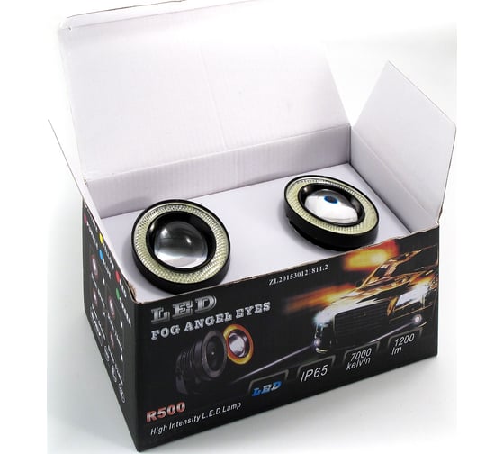 Противотуманные фары 64мм/10W с ангельск.глаз,линза Вымпел FOG LIGHT 5078