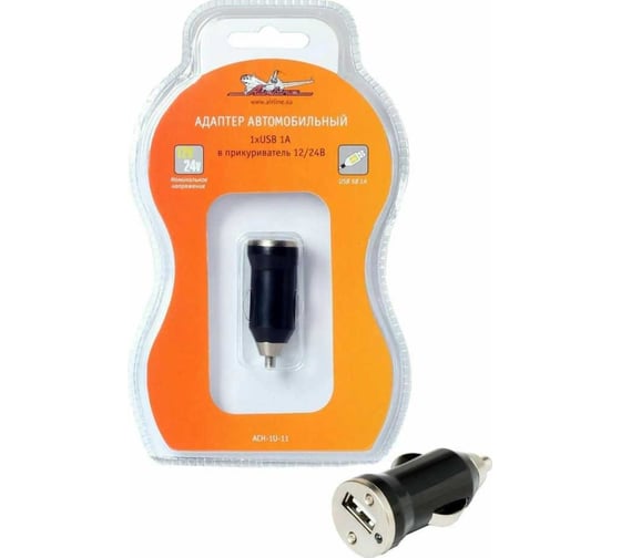 Автомобильный адаптер Airline 1хUSB 1А 12/24В ACH-1U-11