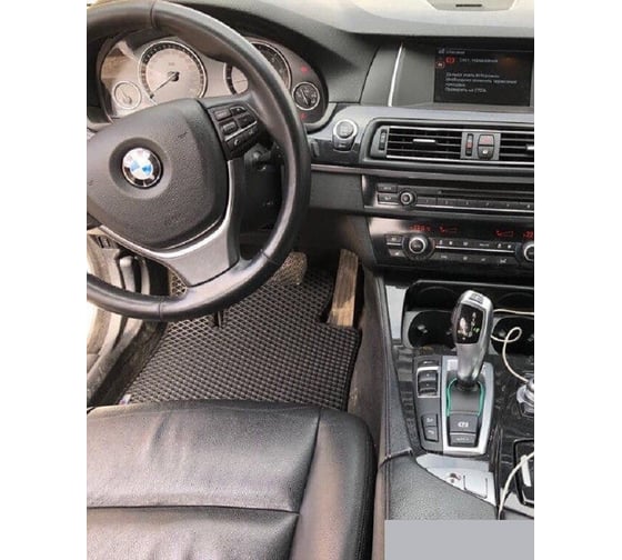 Комплект ковриков DuffCar в салон bmw 5 vi (f10) 2013 - 2017 рестайлинг, черный ромб с черным кантом 2527-1-9-14 1