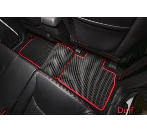 Комплект ковриков DuffCar в салон bmw 5 vi (f10) 2013 - 2017 рестайлинг, черный ромб с черным кантом 2527-1-9-14