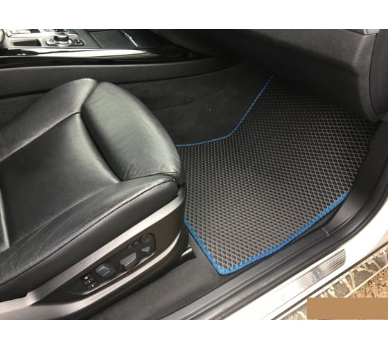 Комплект ковриков DuffCar в салон bmw x5 ii (e70) 2006 — 2013, черный ромб с черным кантом 1554-1-9-14
