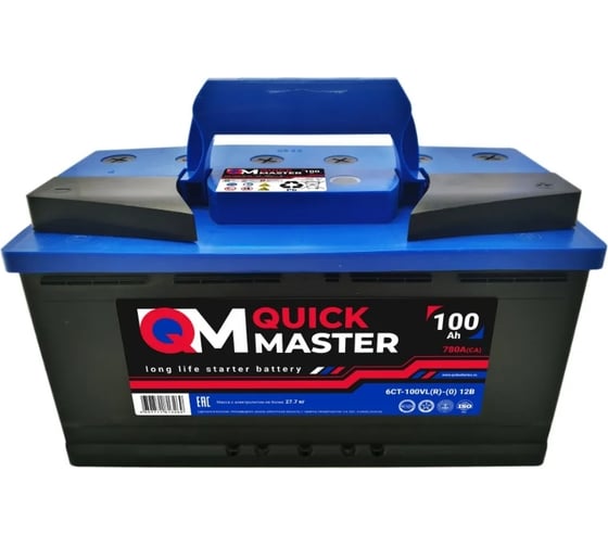 Аккумуляторная батарея Quick Master SP 6СТ-100 (R)-(0) 780А, 353x175x190 4657771813269