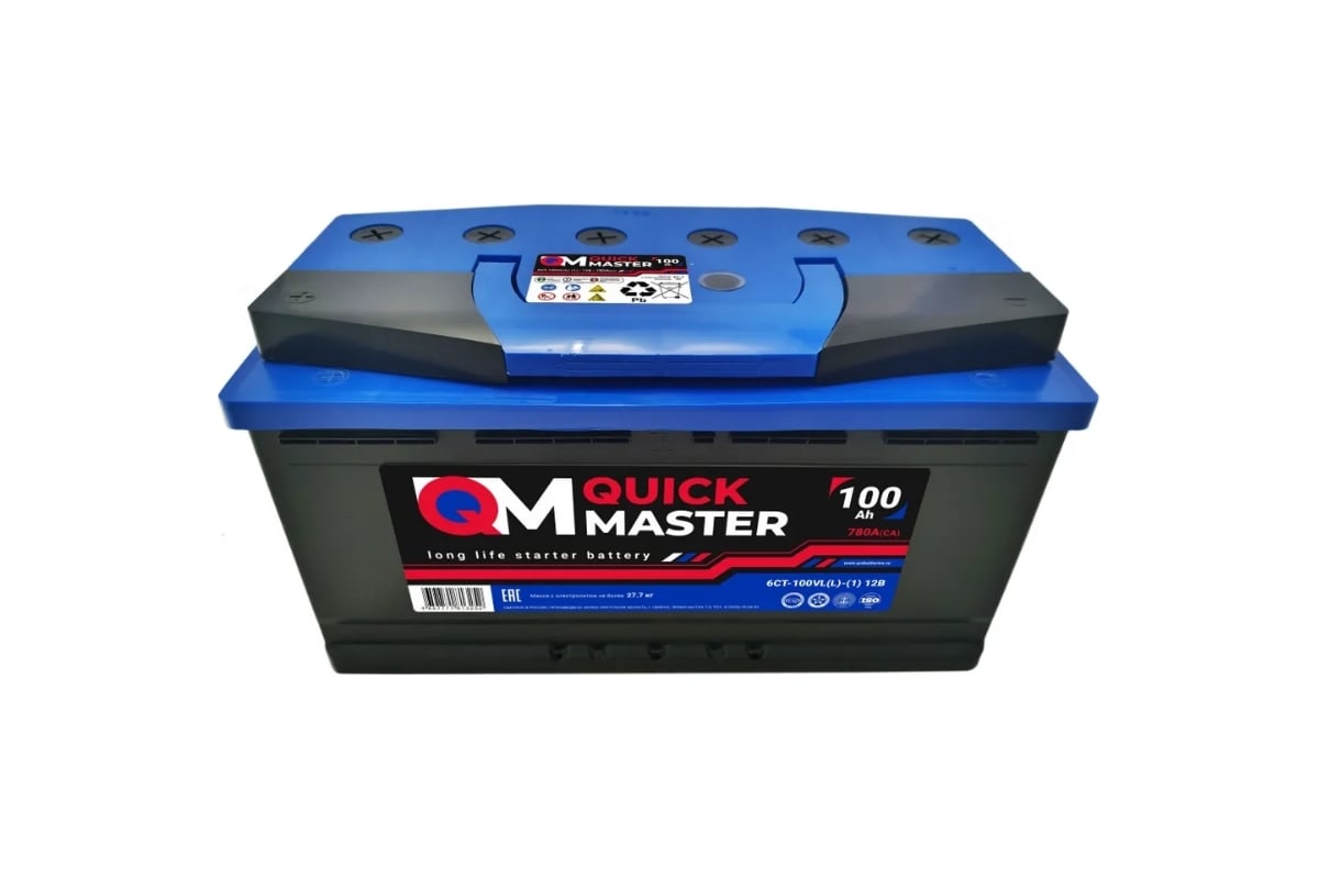 Аккумуляторная батарея Quick Master SP 6СТ-100 (L)-(1) 780А, 353x175x190  4657771813252 - выгодная цена, отзывы, характеристики, фото - купить в  Москве и РФ