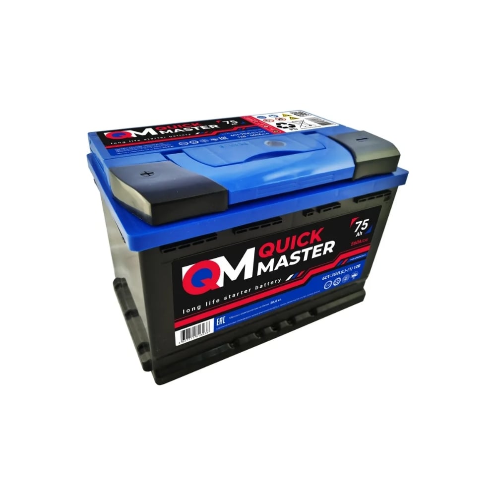 Аккумуляторная батарея Quick Master SP 6СТ-75 (L)-(1) 560А, 277x175x190  4657771813238 - выгодная цена, отзывы, характеристики, фото - купить в  Москве и РФ