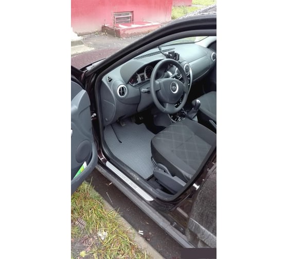 Автомобильные коврики DuffCar для Lada (ВАЗ) largus (r90) 5 мест (2012 – 2019), ромб черный с черным кантом 1-1677-1-9-14