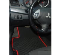 Комплект ковриков DuffCar в салон для mitsubishi lancer x (2007 - ), ромб черный с черным кантом 1-1756-1-9-14