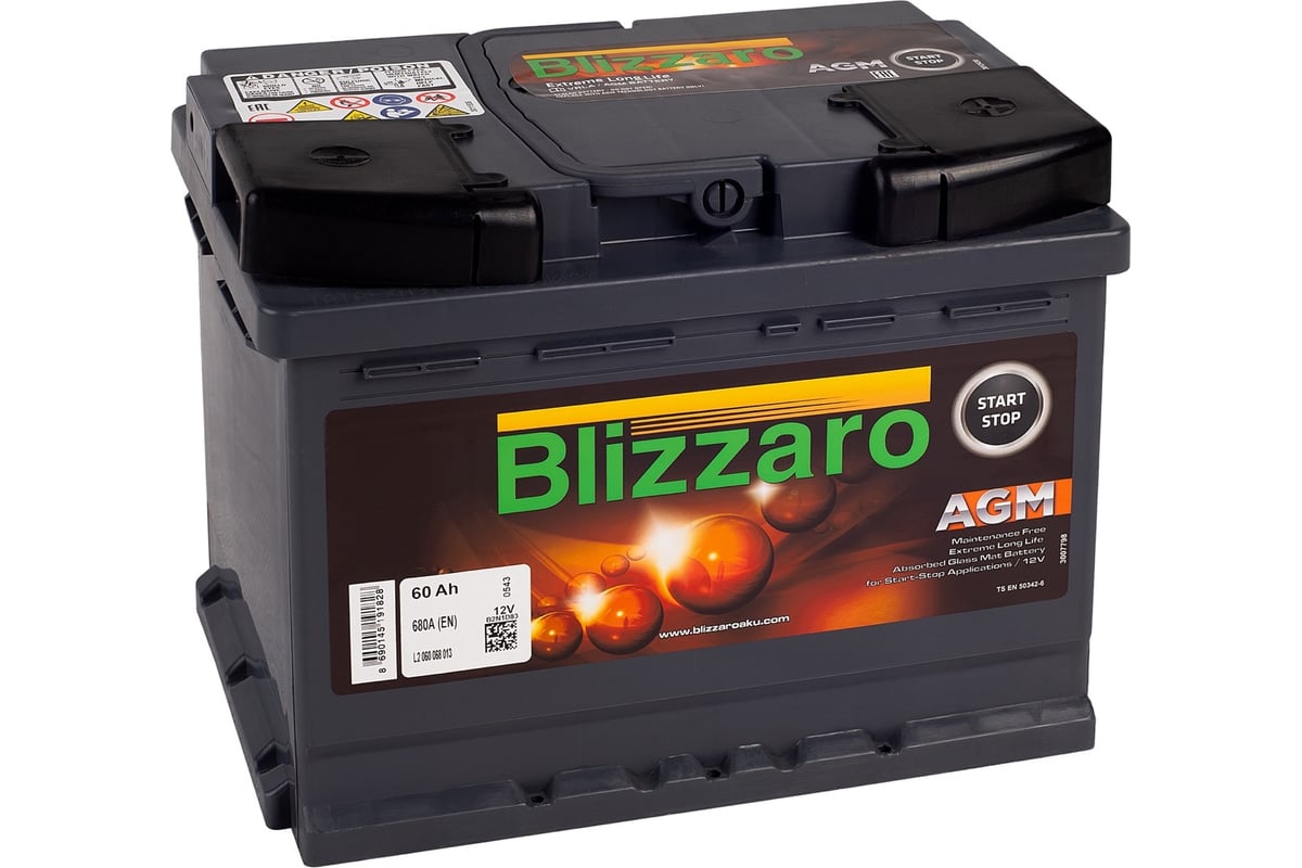  BLIZZARO AGM 60R 680 A, 242x175x190 мм 462590 - выгодная .