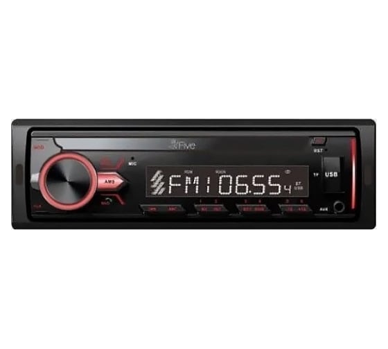 Автомагнитола FIVE 1din, красная, Bluetooth, USB, AUX, SD, FM, 4х50 F24R 1