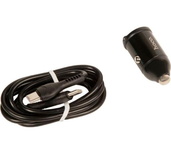 Автомобильная зарядка от прикуривателя Hoco nz2 link, кабель type-c, qc3.0, один порт usb, один порт type-c, 30 Вт, черный 825546 1