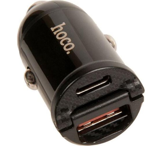 Автомобильная зарядка от прикуривателя Hoco nz2 link, кабель type-c, qc3.0, один порт usb, один порт type-c, 30 Вт, черный 825546