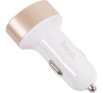 Автомобильная зарядка от прикуривателя Hoco z26, два порта usb, led экран, 5v, 2.1a, белый 648470