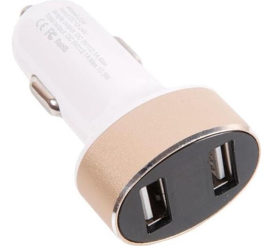 Автомобильная зарядка от прикуривателя Hoco z26, два порта usb, led экран, 5v, 2.1a, белый 648470