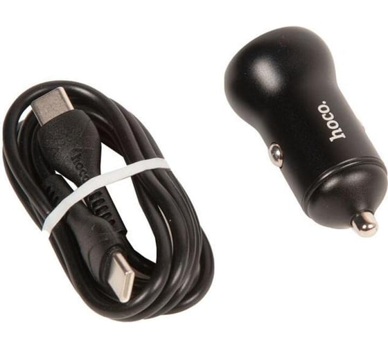 Автомобильная зарядка от прикуривателя Hoco nz5, кабель type-c to type-c, 1xusb-a, 1xtype-c, pd30w, черный 900473 1