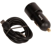 Автомобильная зарядка (от прикуривателя) nz6, кабель type-c to type-c, 1xusb-a, 2xtype-c, pd45w, черный Hoco 900458