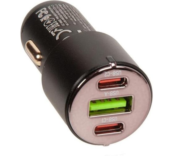 Автомобильная зарядка (от прикуривателя) nz6, кабель type-c to type-c, 1xusb-a, 2xtype-c, pd45w, черный Hoco 900458